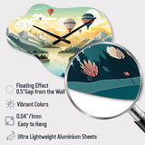 Hot Air Balloon Off Into The Sky I - Asymmetric Metal Wall Clock
