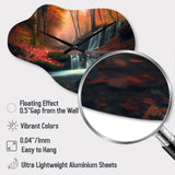 Waterfall In Fall Forest I - Asymmetric Metal Wall Clock