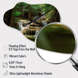 Waterfall In Dense Forest I - Asymmetric Metal Wall Clock