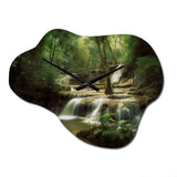 Waterfall In Dense Forest II - Asymmetric Metal Wall Clock