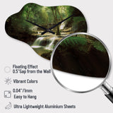 Waterfall In Dense Forest II - Asymmetric Metal Wall Clock