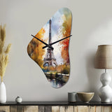 Pastel Eiffel Tower In Paris III - Asymmetric Metal Wall Clock