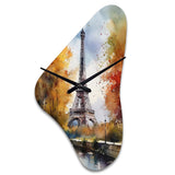 Pastel Eiffel Tower In Paris III - Asymmetric Metal Wall Clock