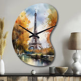 Pastel Eiffel Tower In Paris III - Asymmetric Metal Wall Clock