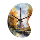 Pastel Eiffel Tower In Paris III - Asymmetric Metal Wall Clock