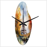 Pastel Eiffel Tower In Paris III - Asymmetric Metal Wall Clock