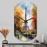 Pastel Eiffel Tower In Paris III - Asymmetric Metal Wall Clock