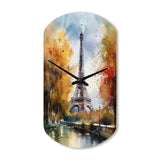 Pastel Eiffel Tower In Paris III - Asymmetric Metal Wall Clock