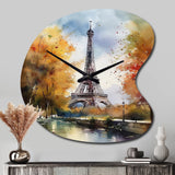 Pastel Eiffel Tower In Paris III - Asymmetric Metal Wall Clock