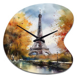 Pastel Eiffel Tower In Paris III - Asymmetric Metal Wall Clock