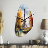 Pastel Eiffel Tower In Paris III - Asymmetric Metal Wall Clock