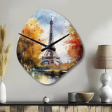 Pastel Eiffel Tower In Paris III - Asymmetric Metal Wall Clock