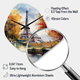 Pastel Eiffel Tower In Paris III - Asymmetric Metal Wall Clock