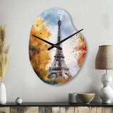 Pastel Eiffel Tower In Paris III - Asymmetric Metal Wall Clock