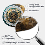 Teal And Gold Mandala I - Asymmetric Metal Wall Clock