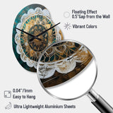 Teal And Gold Mandala I - Asymmetric Metal Wall Clock