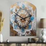 Blue And Gold Mandala I - Asymmetric Metal Wall Clock