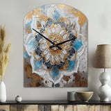 Blue And Gold Mandala I - Asymmetric Metal Wall Clock