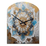 Blue And Gold Mandala I - Asymmetric Metal Wall Clock