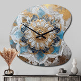 Blue And Gold Mandala I - Asymmetric Metal Wall Clock