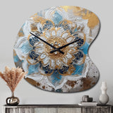 Blue And Gold Mandala I - Asymmetric Metal Wall Clock