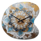 Blue And Gold Mandala I - Asymmetric Metal Wall Clock