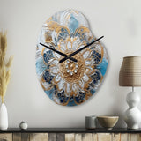 Blue And Gold Mandala I - Asymmetric Metal Wall Clock