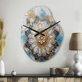 Blue And Gold Mandala I - Asymmetric Metal Wall Clock