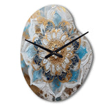 Blue And Gold Mandala I - Asymmetric Metal Wall Clock