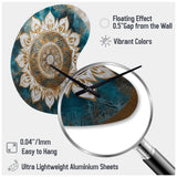 Teal And Gold Mandala II - Asymmetric Metal Wall Clock