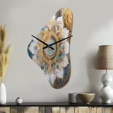 White And Gold Mandala II - Asymmetric Metal Wall Clock