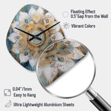 White And Gold Mandala II - Asymmetric Metal Wall Clock