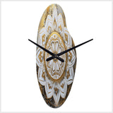 White And Gold Mandala V - Asymmetric Metal Wall Clock