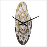 White And Gold Mandala V - Asymmetric Metal Wall Clock