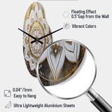White And Gold Mandala V - Asymmetric Metal Wall Clock