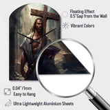 Black Jesus With Cross III - Asymmetric Metal Wall Clock