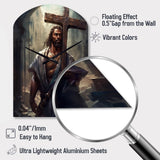 Black Jesus With Cross III - Asymmetric Metal Wall Clock