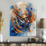 Blue And Orange Space - Asymmetric Metal Wall Clock