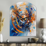 Blue And Orange Space - Asymmetric Metal Wall Clock