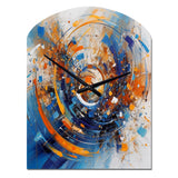 Blue And Orange Space - Asymmetric Metal Wall Clock