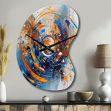 Blue And Orange Space - Asymmetric Metal Wall Clock