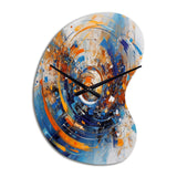 Blue And Orange Space - Asymmetric Metal Wall Clock