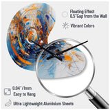 Blue And Orange Space - Asymmetric Metal Wall Clock