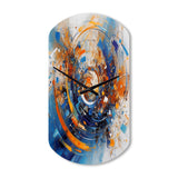 Blue And Orange Space - Asymmetric Metal Wall Clock