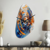 Blue And Orange Space - Asymmetric Metal Wall Clock