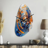 Blue And Orange Space - Asymmetric Metal Wall Clock