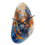 Blue And Orange Space - Asymmetric Metal Wall Clock