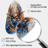 Blue And Orange Space - Asymmetric Metal Wall Clock