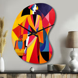 Female Art Deco Portrait I - Asymmetric Metal Wall Clock