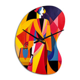 Female Art Deco Portrait I - Asymmetric Metal Wall Clock